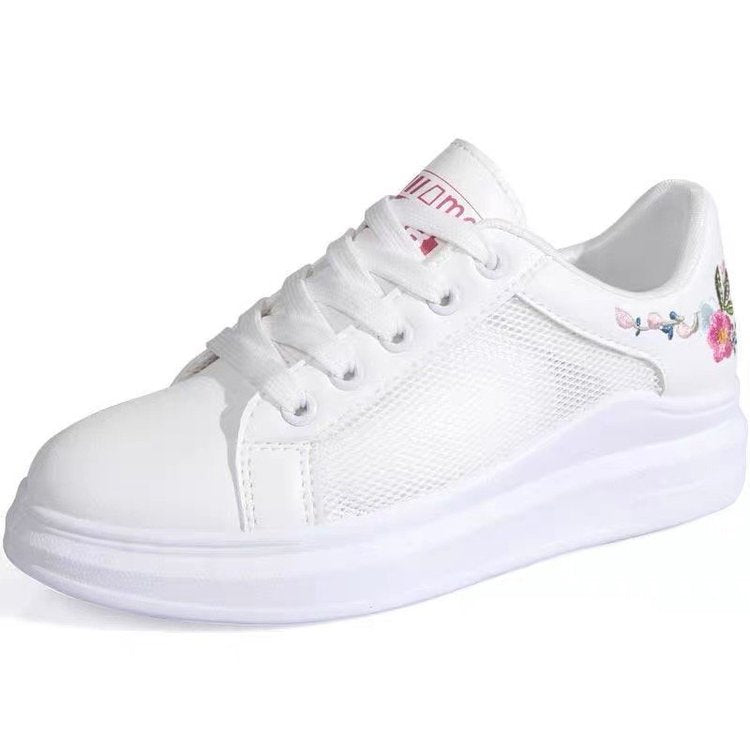 breathable mesh white shoes women