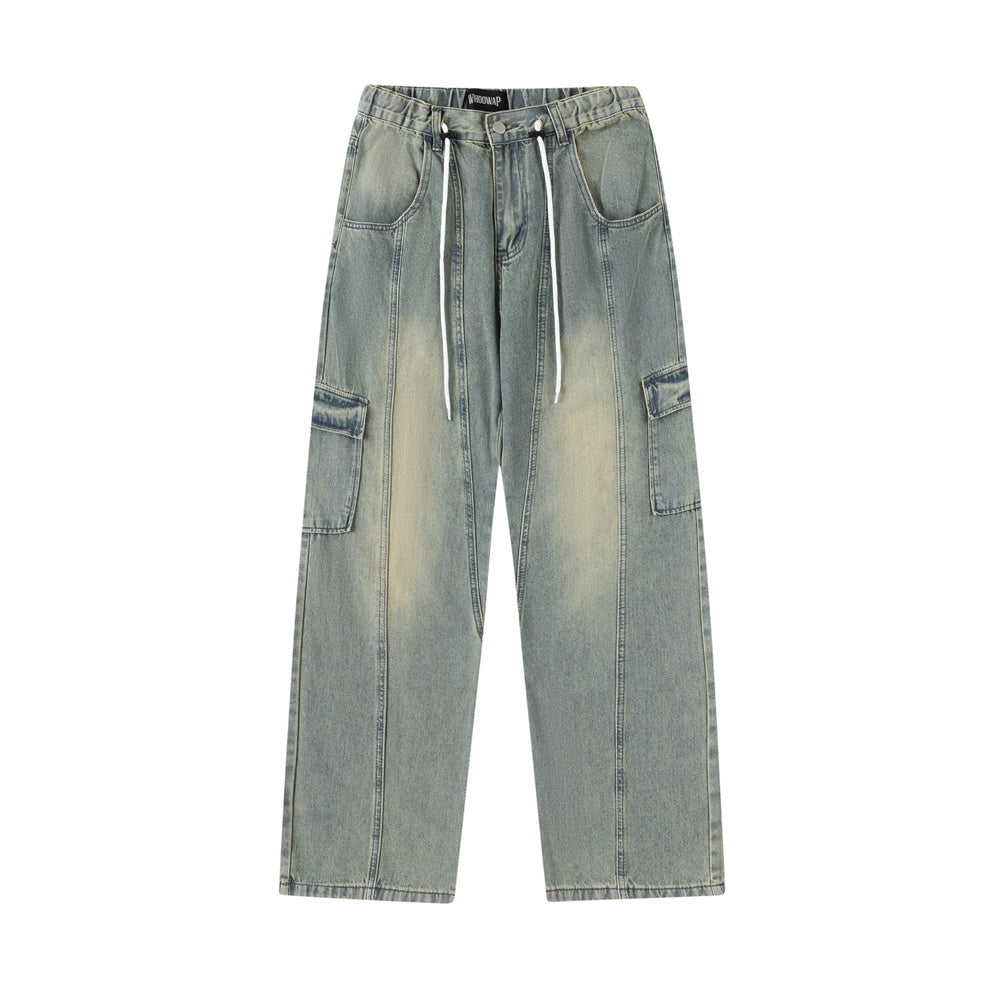 Loose Wash Denim Overalls For Men