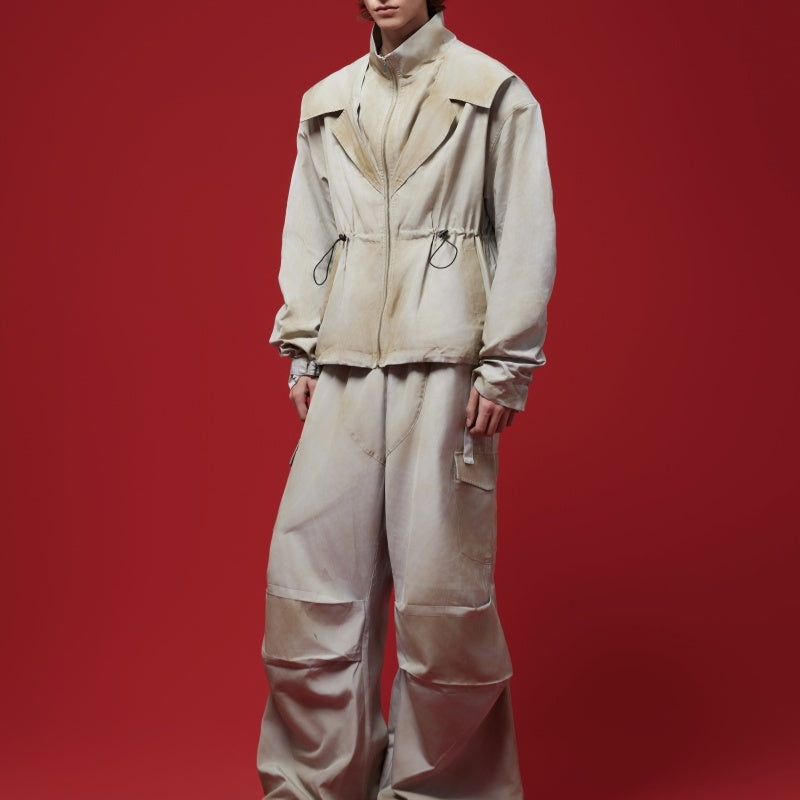 Distressed Inkjet Two-piece Design Jacket Deconstructing Charge Suit
