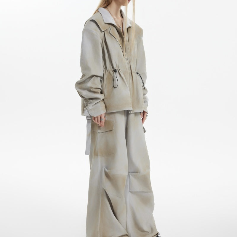 Distressed Inkjet Two-piece Design Jacket Deconstructing Charge Suit