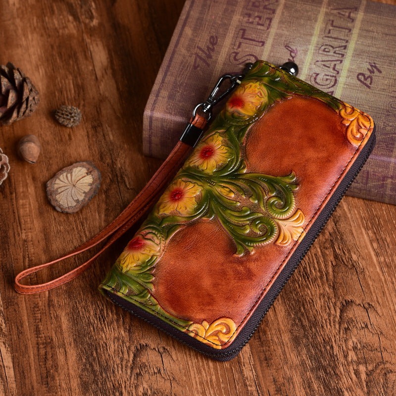 Vintage embossed leather wallet