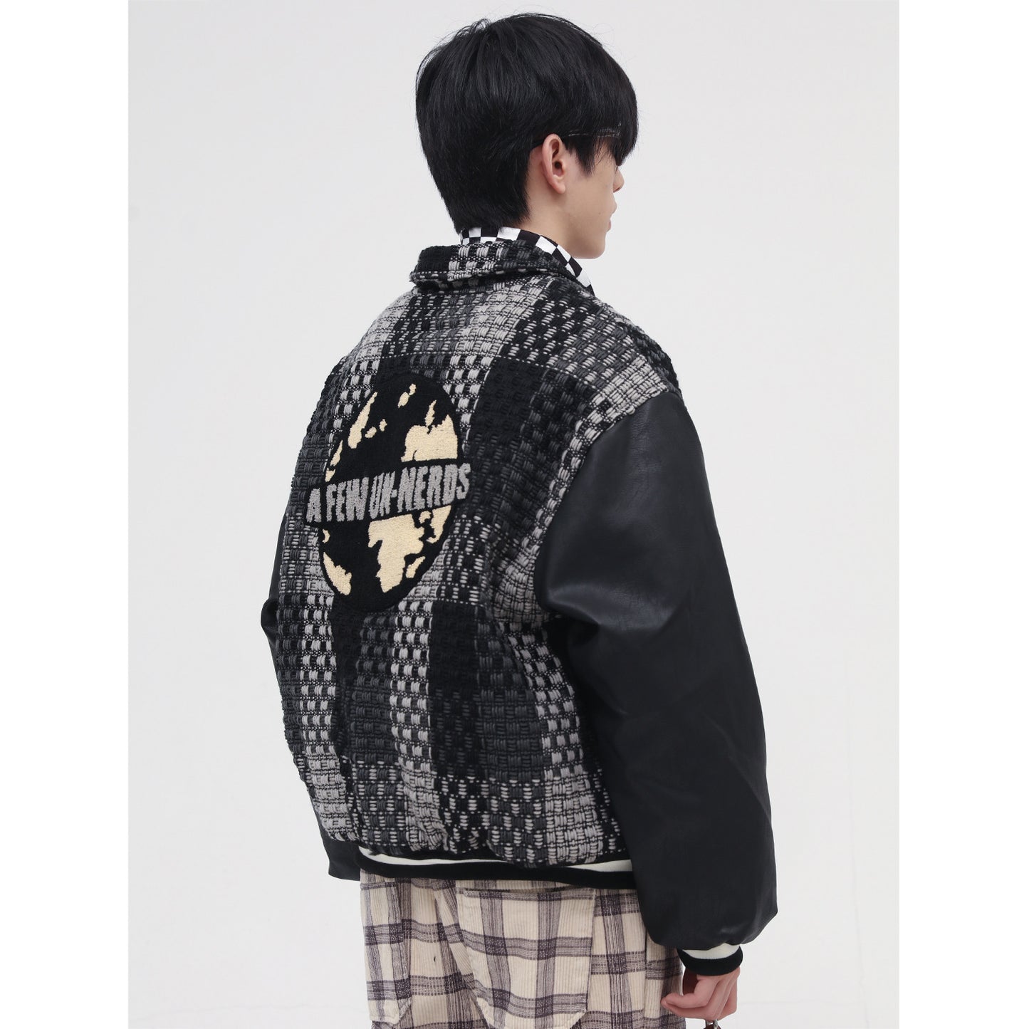 Plaid Stitching Design Trendy Brand Quilted Jacket Men