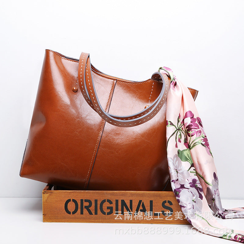 Large Capacity Shoulder Underarm Bag Autumn And Winter Fashionable Genuine Leather All-match Women Hand Shoulder Bag