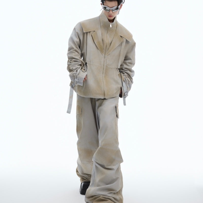 Distressed Inkjet Two-piece Design Jacket Deconstructing Charge Suit
