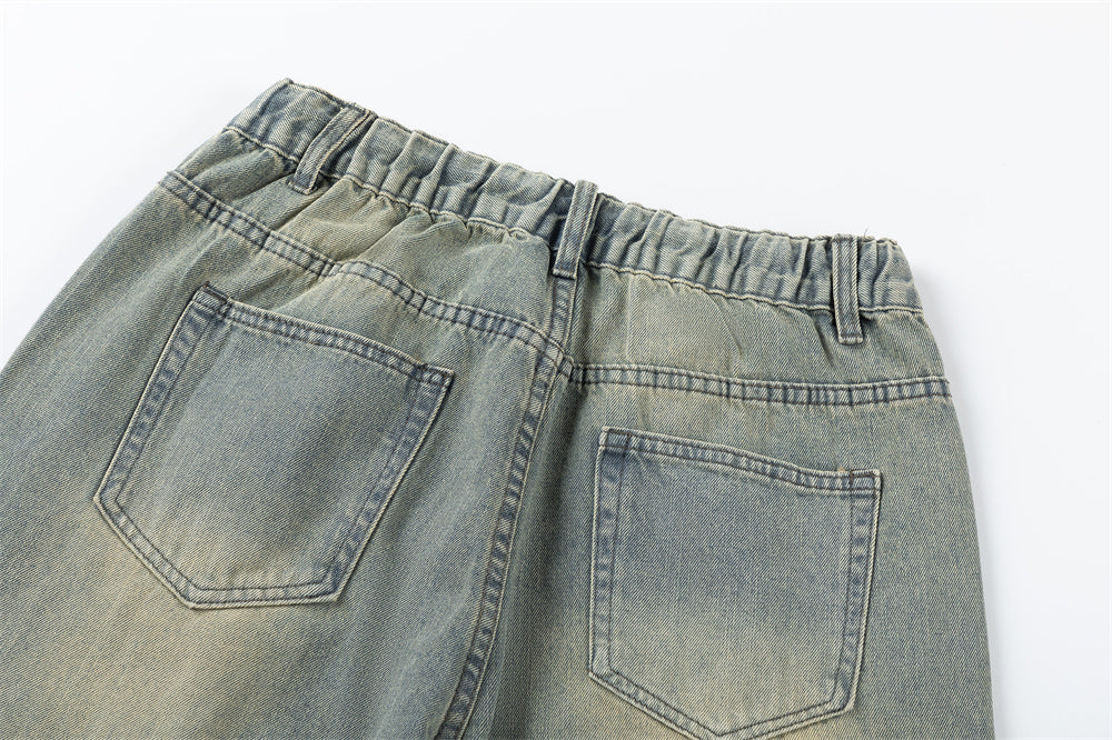 Loose Wash Denim Overalls For Men