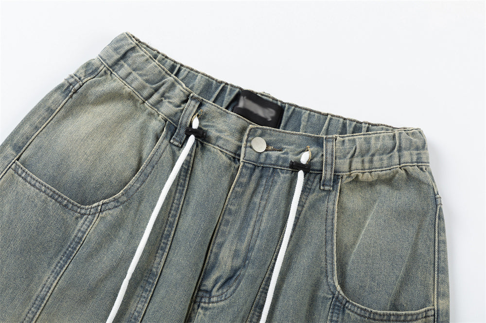Loose Wash Denim Overalls For Men