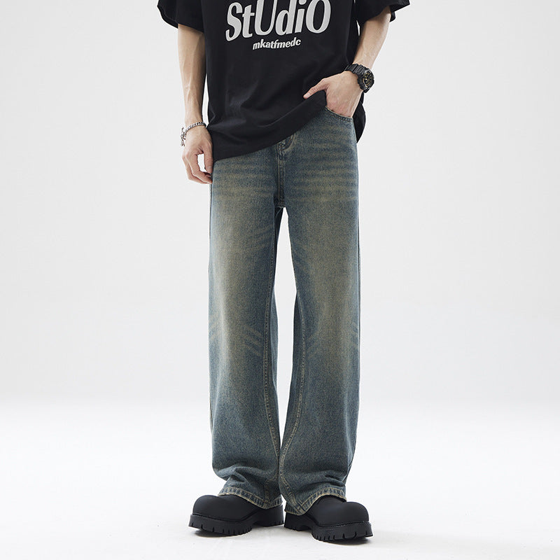 Washed Distressed Loose Jeans