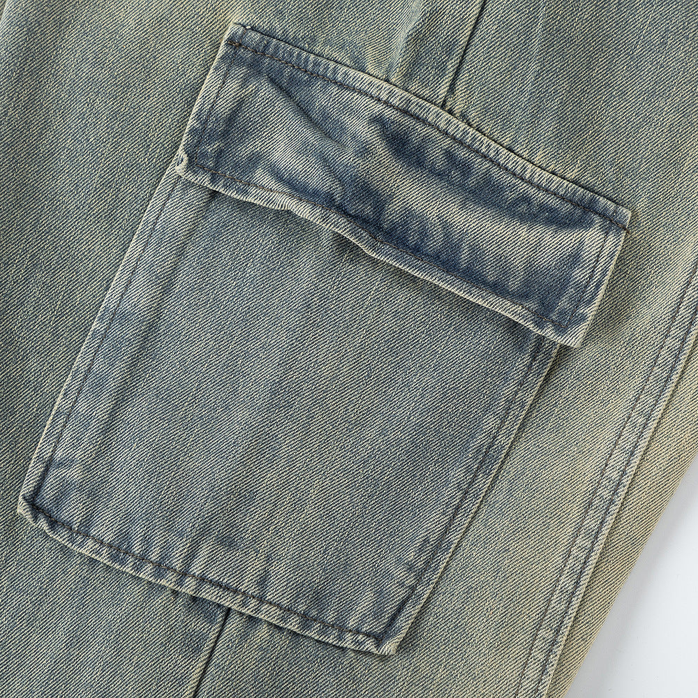Loose Wash Denim Overalls For Men