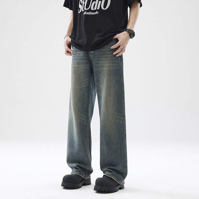 Washed Distressed Loose Jeans