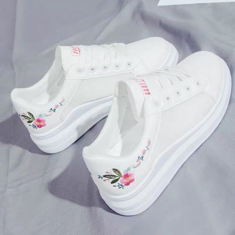 breathable mesh white shoes women
