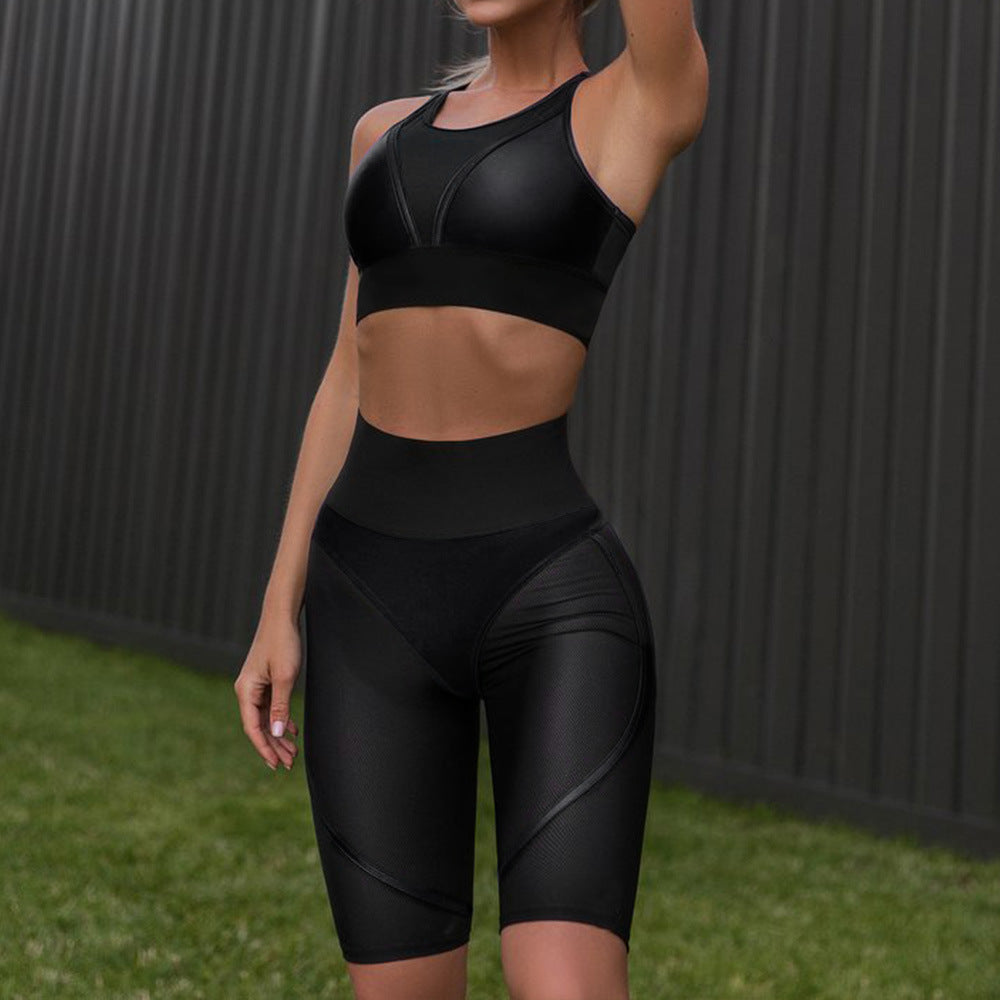 Fitness Suit Women Sportwear High Waist Leggings Quick Drying Yoga Set 2 Piece Gym Sport Bra Short Workout Running Outfit