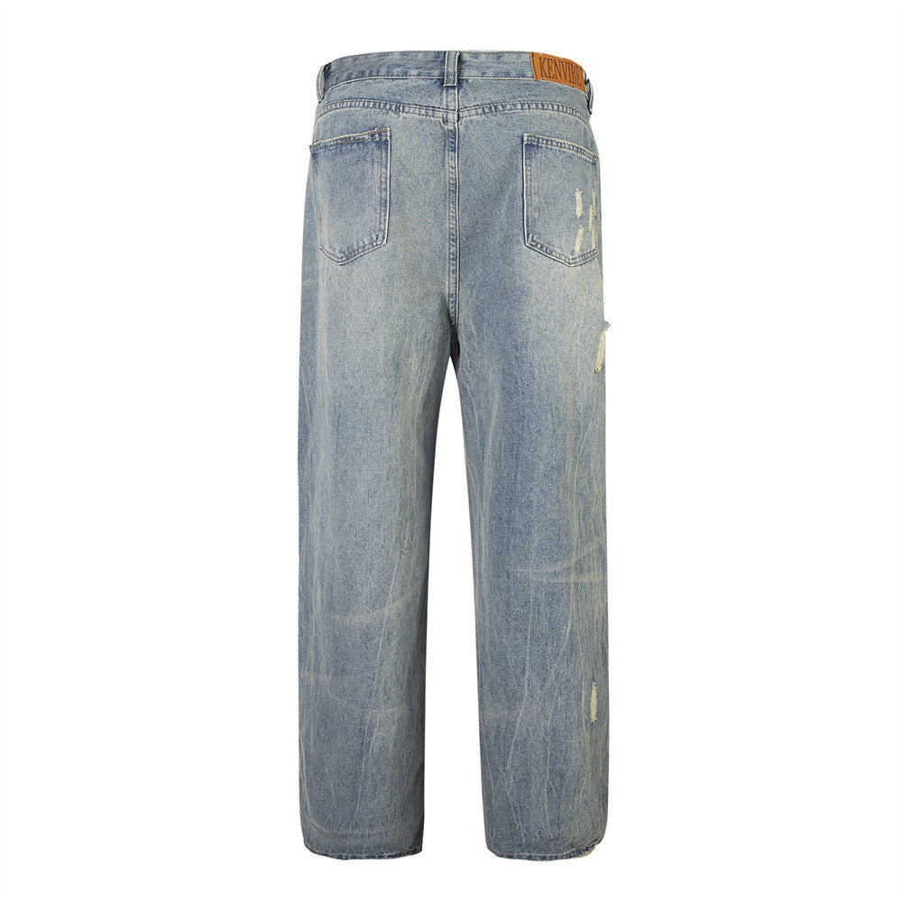 Loose Wash Ripped Jeans For Men And Women