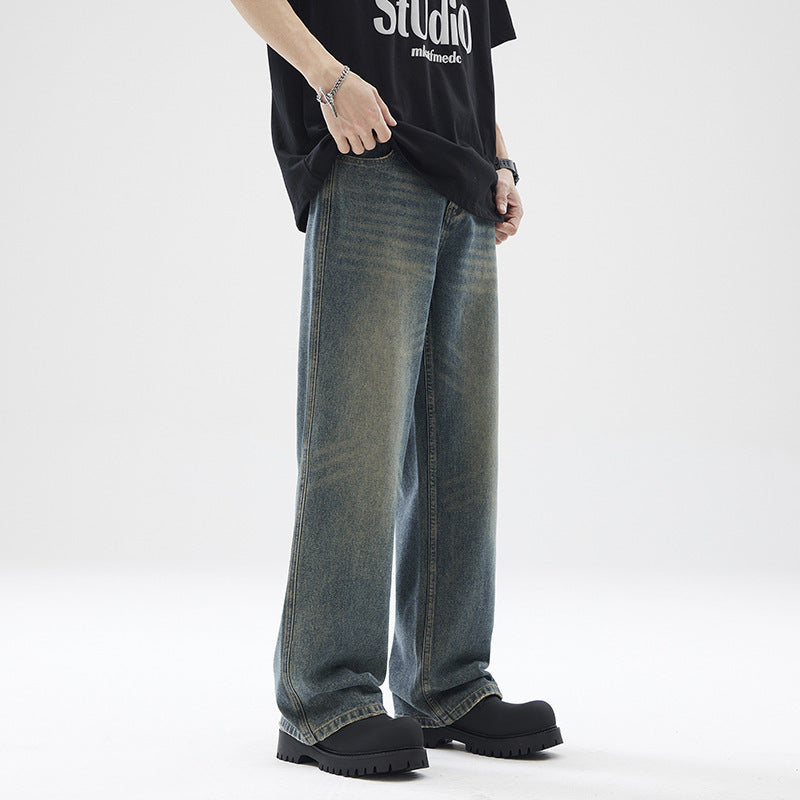 Washed Distressed Loose Jeans