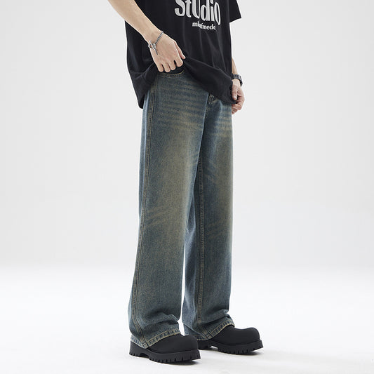 Washed Distressed Loose Jeans