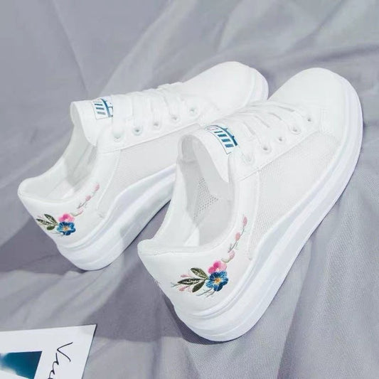 breathable mesh white shoes women