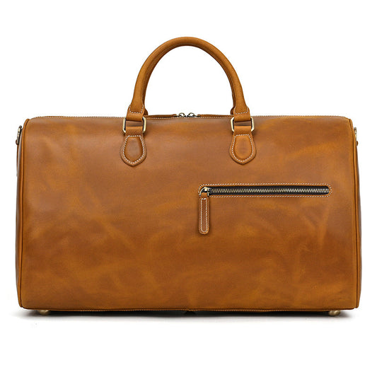 Retro Crazy Horse Leather Travel Bag Large Capacity