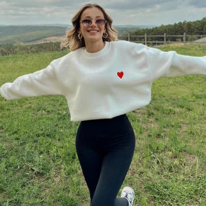 Casual Sweet Round Neck Pullover