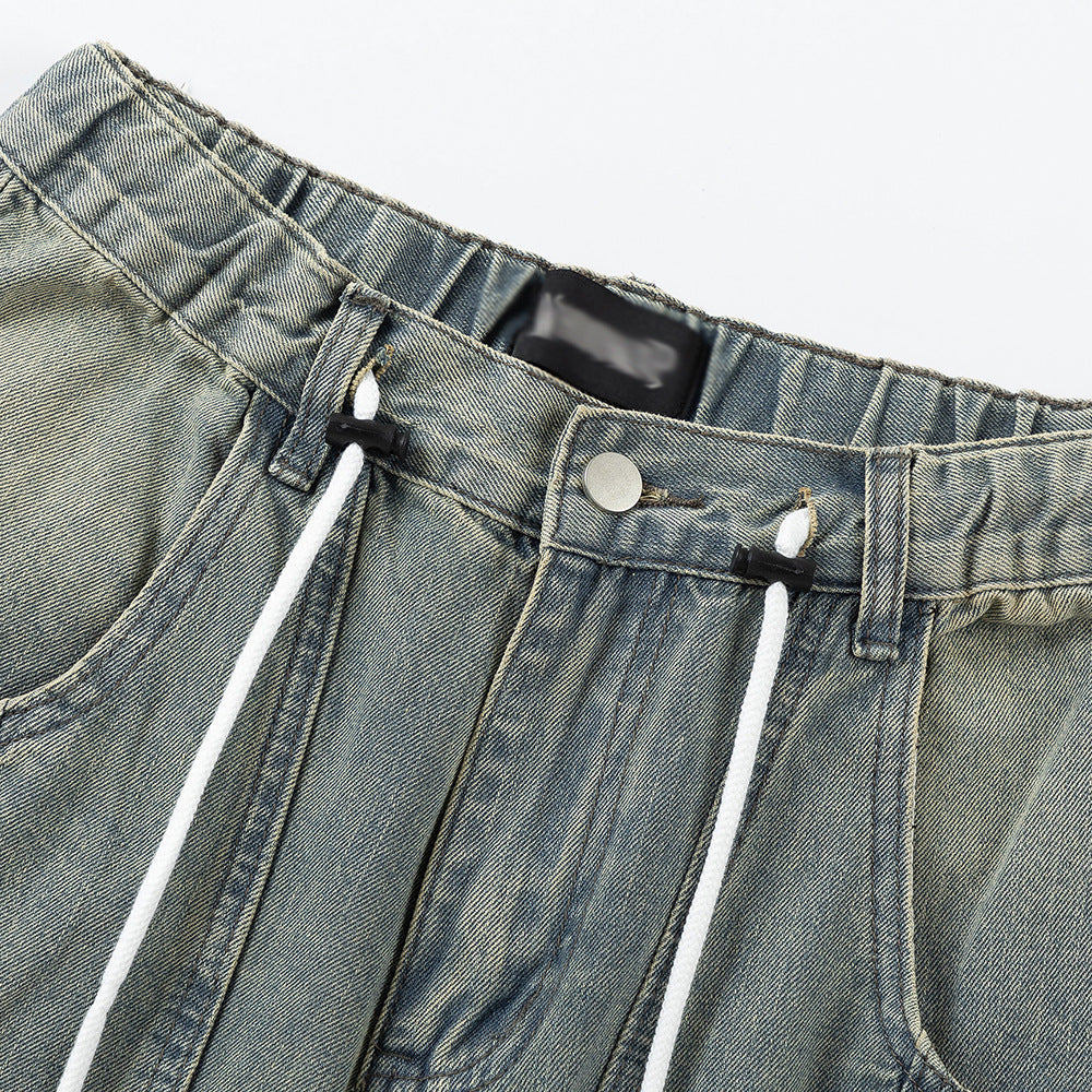Loose Wash Denim Overalls For Men
