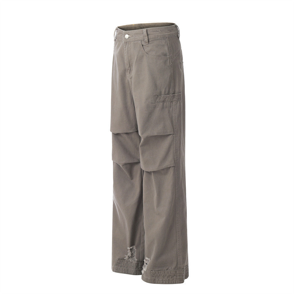 Two-layer Pleated Paratrooper Cargo Jeans