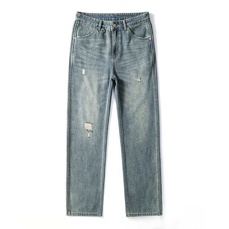 Fashion American Straight Ripped Jeans Men