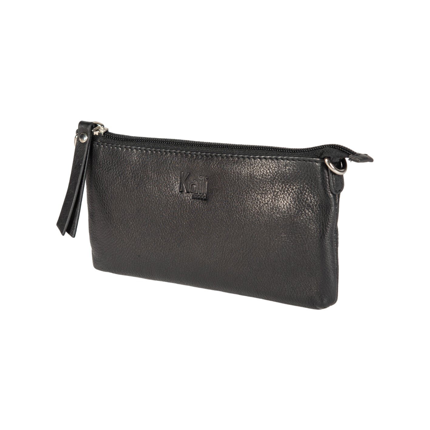K0013AB | Women's Shoulder Bag in Genuine Full-Grain Leather with a Light Grain. Removable Shoulder Strap. Polished Nickel Accessories. Black Color. Dimensions: 20 x 10.5 x 2 cm. Packaging: Non-woven Bag-2