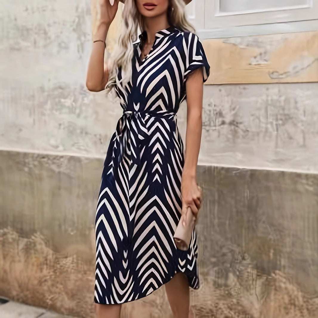 Women&#039;s Summer Women&#039;s Retro Dress V-neck Elegant Socialite Short Sleeve Dress