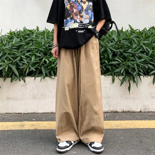 Workwear Casual Trousers Men&#039;s Spring And Autumn Harajuku Hong Kong Style Ins Fashion Brand Street Straight Loose Sports Wide-leg Pants