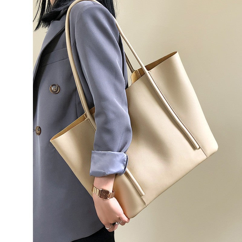 Niche Tote Bag Genuine Leather Women&#039;s Bag New Large Capacity Portable Bag High-end Sense Cowhide Commuter Underarm Shoulder Bag
