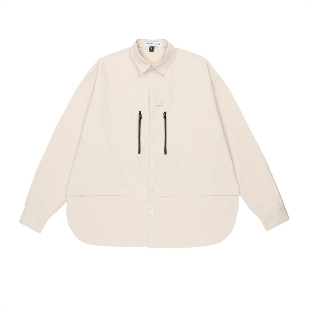 Zipper Pocket Design Long Sleeve Shirt Thin Jacket Men