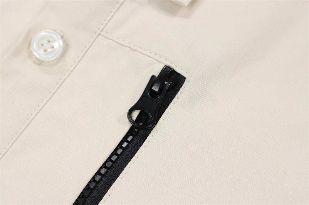 Zipper Pocket Design Long Sleeve Shirt Thin Jacket Men