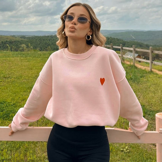 Casual Sweet Round Neck Pullover