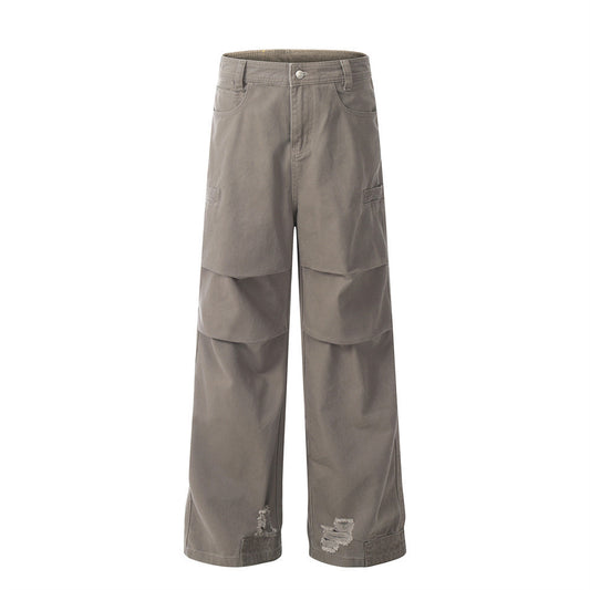 Two-layer Pleated Paratrooper Cargo Jeans