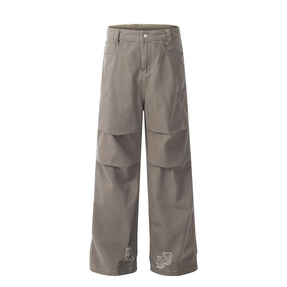 Two-layer Pleated Paratrooper Cargo Jeans