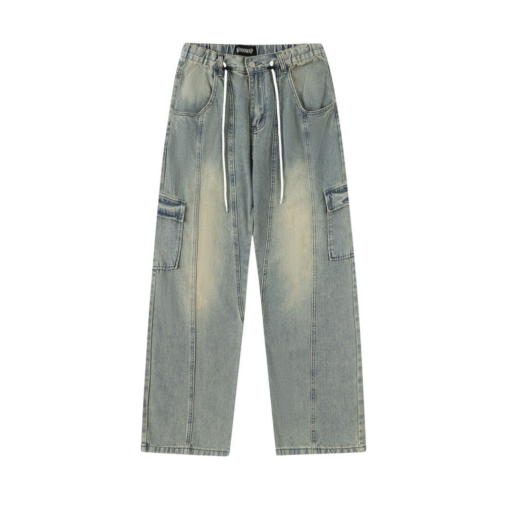 Loose Wash Denim Overalls For Men