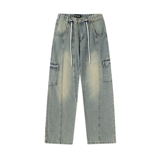 Loose Wash Denim Overalls For Men